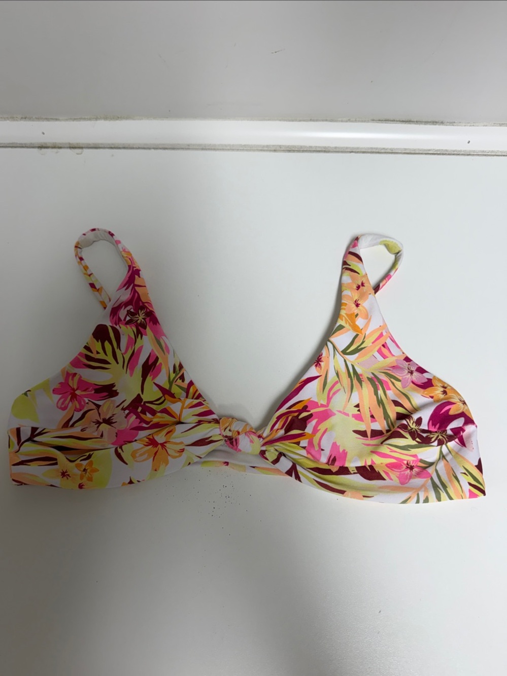 Rip Curl- Tropical Floral Triangle Bikini Top in Pink & Yellow